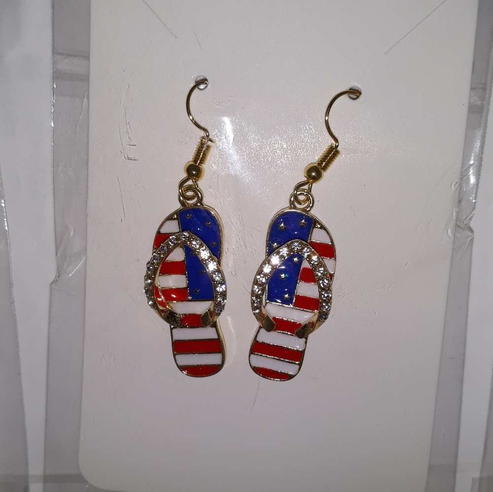 Fourth of July Earrings UNCLE SAM Dangle stainless steel posts plastic backs NEW - Picture 7 of 13